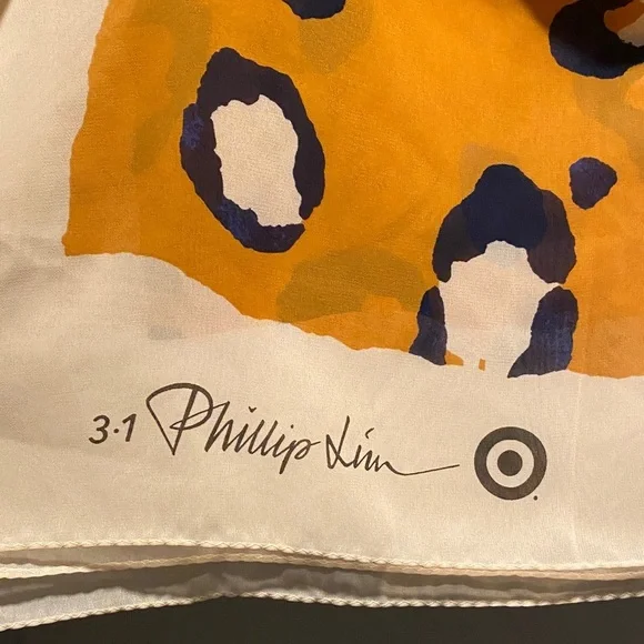 3.1 Phillip Lim for Target Artistic Scarf | Orange & White | 40” x 40” Designer - Picture 2 of 4